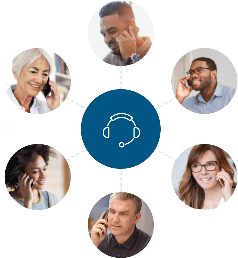 Diagram showing customers getting help from a live agent